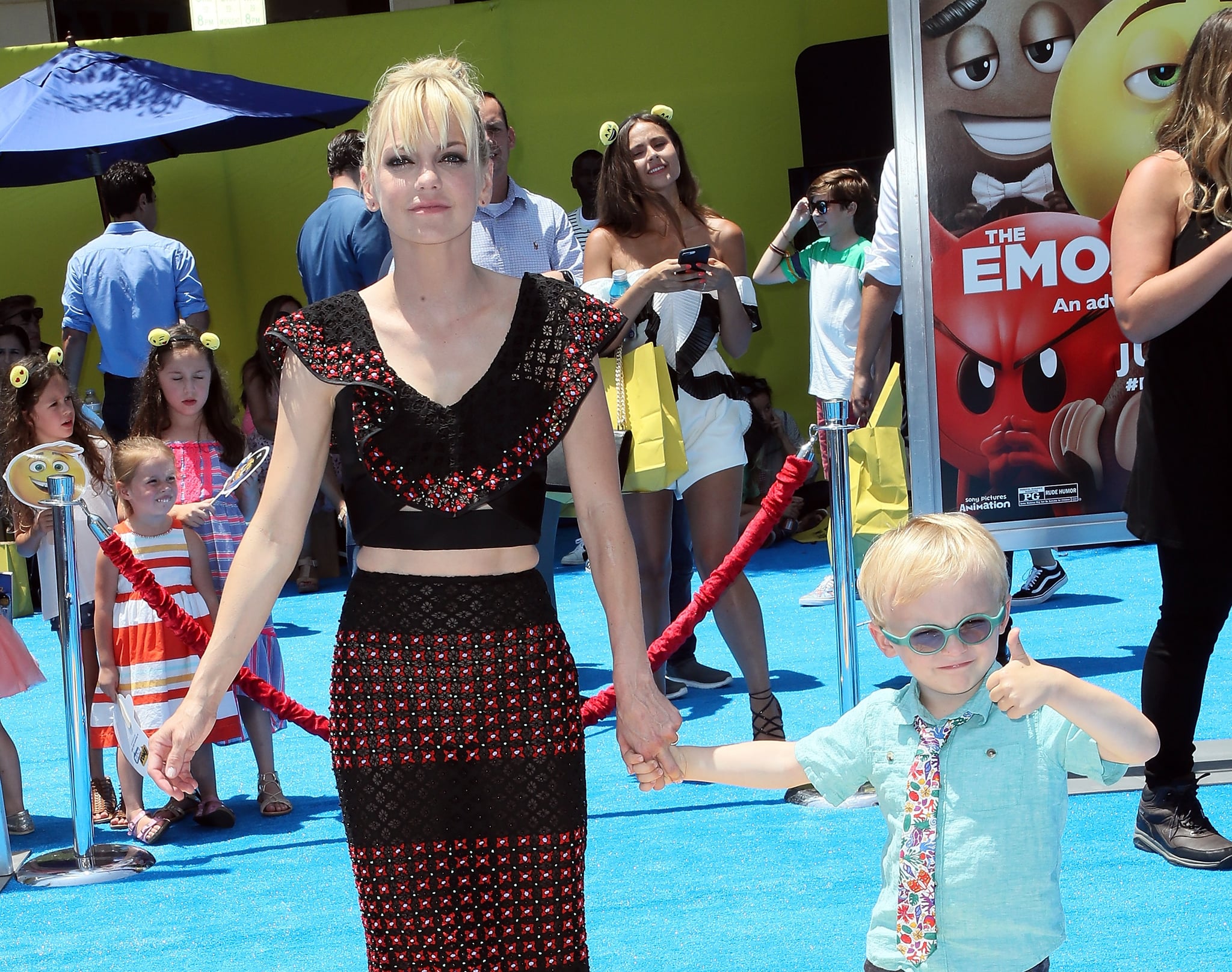 WESTWOOD, CA - JULY 23:  Actress Anna Faris (L) and son Jack Pratt attend the premiere of Columbia Pictures and Sony Pictures Animation's 
