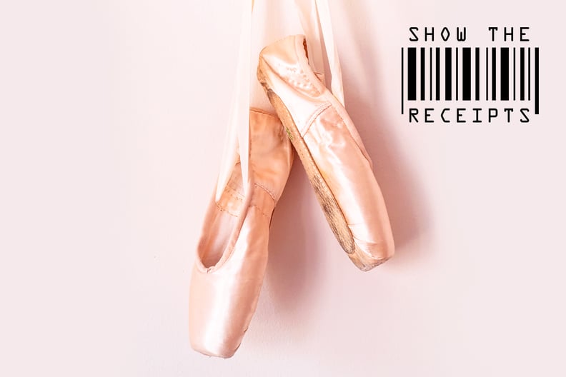 a pair of pink pointe shoes
