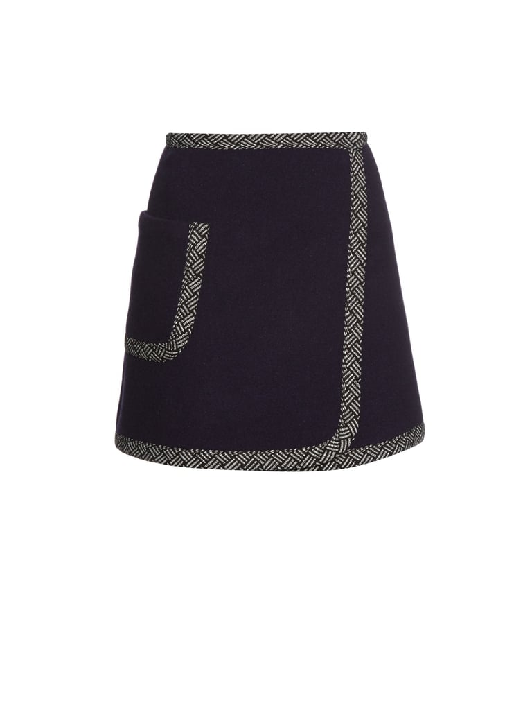 See by Chloe Wrap-front contrast-trim wool-blend skirt ($312)