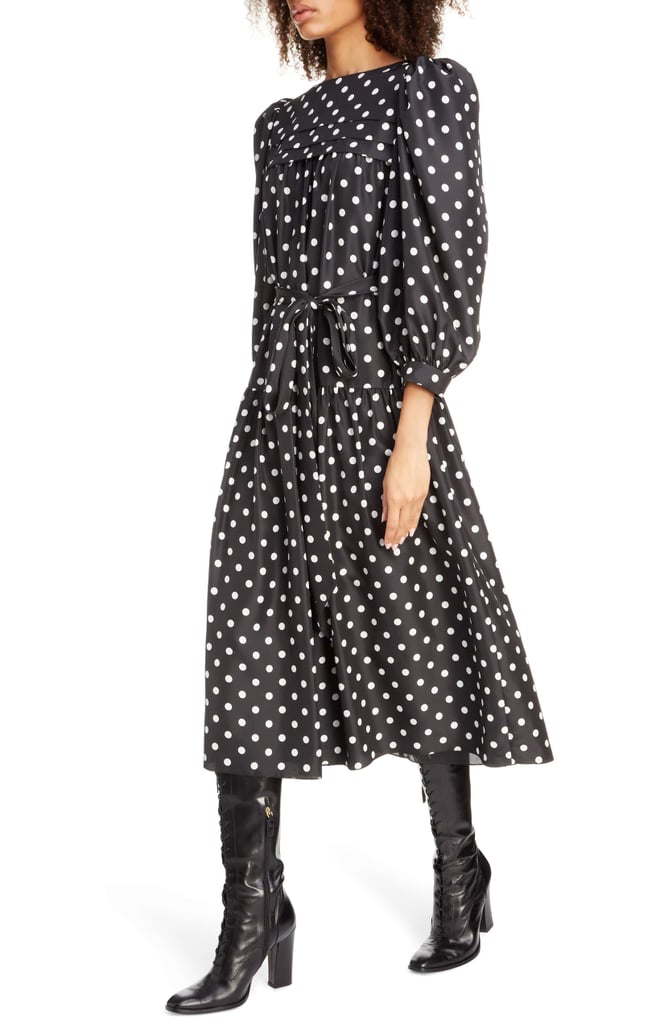 Marc Jacobs Polka-Dot Print Silk Midi Dress