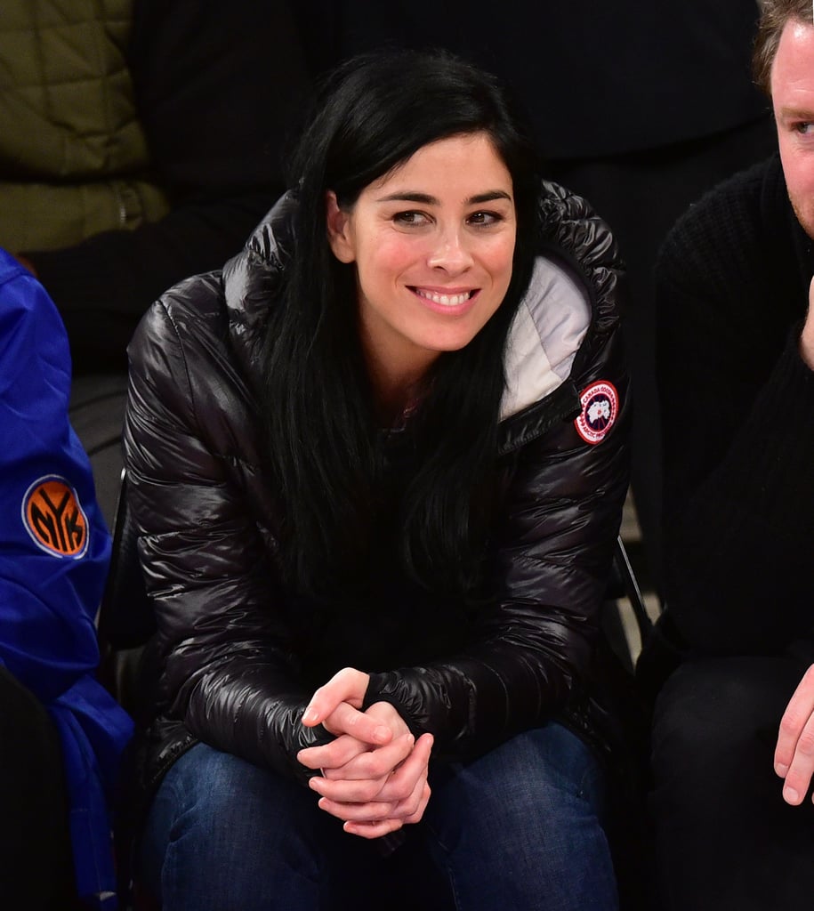 On Thursday, Sarah Silverman was all smiles at the New York Knicks vs. Washington Wizards basketball game in NYC.