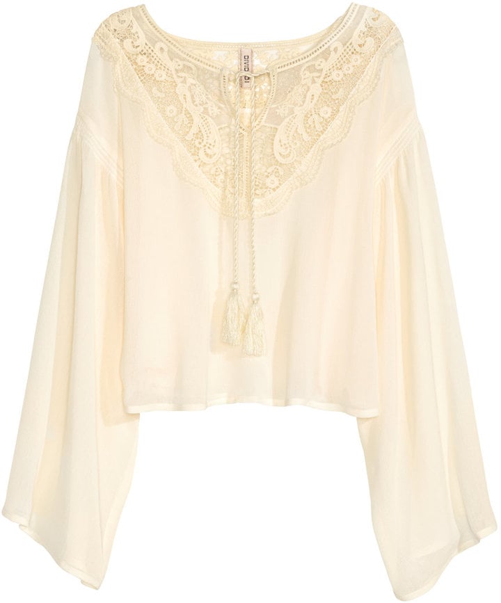 H&M Crinkled Blouse with Lace ($5)