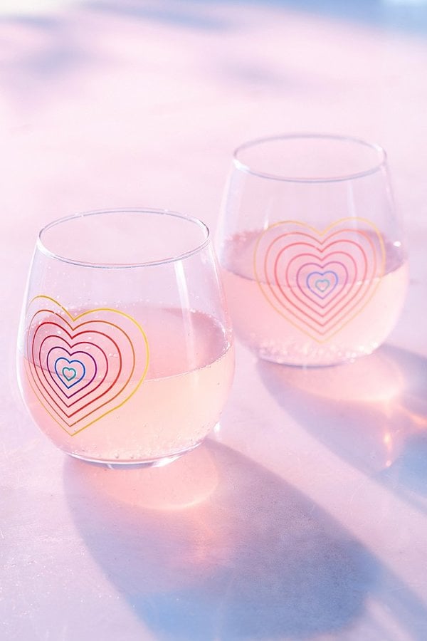 Rainbow Stemless Wine Glasses Set ($16)