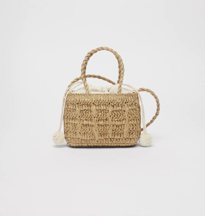 Zara round straw tote bag