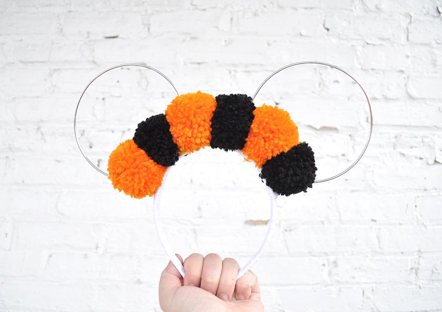 Halloween Orange Black Purple Pom Pom Mouse Ears ($15)