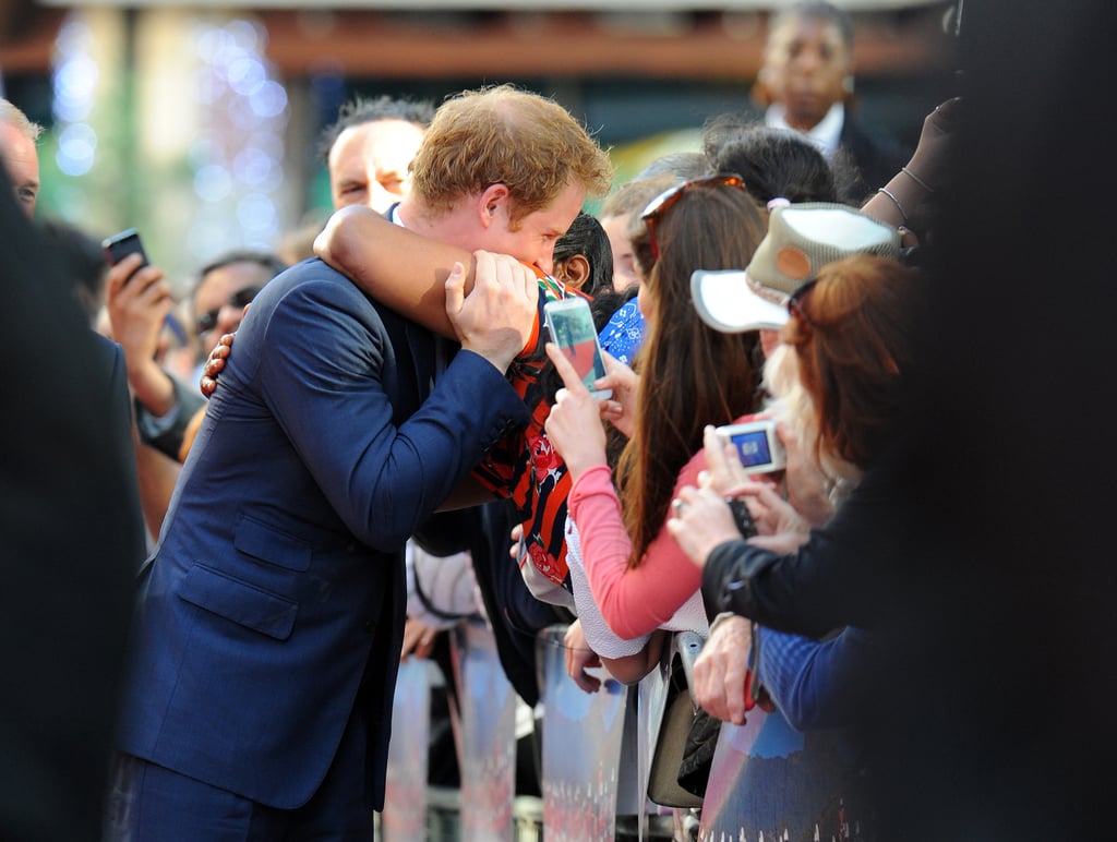 Harry was embraced by a well-wisher while attending the 50th anniversary screening of Zulu at Odeon Leicester Square in 2014.