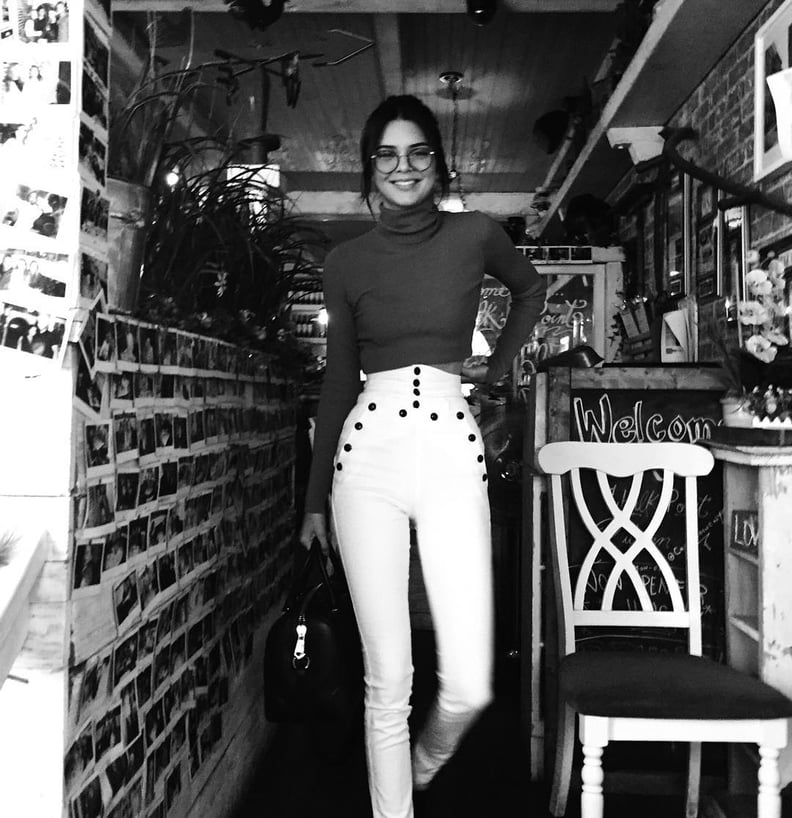 Kendall Jenner: Black and White Top and Pants