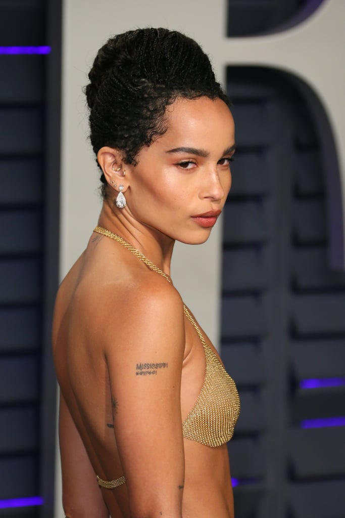 Zoe Kravtiz Gold Bra at Oscars Afterparty 2019