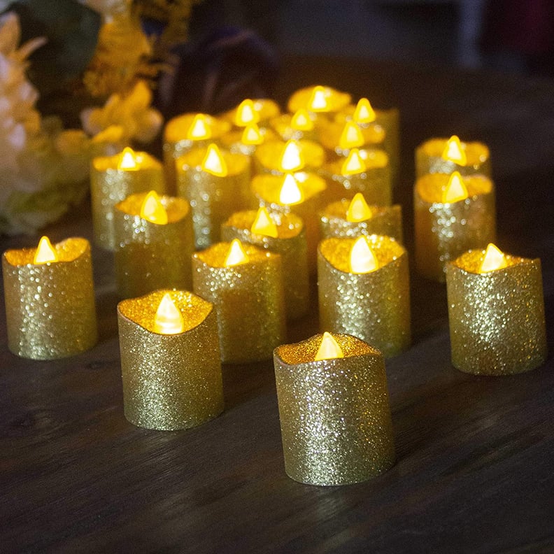 New Year's Eve Decor: Gold Flameless Votive Candles