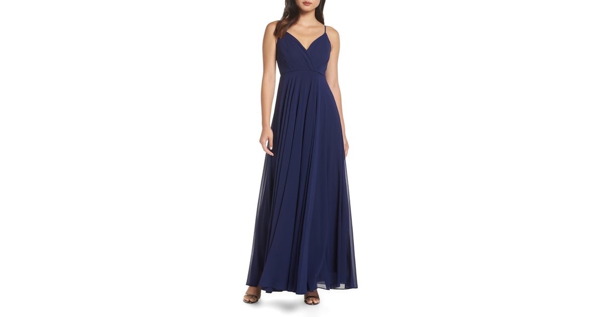 surplice chiffon gown
