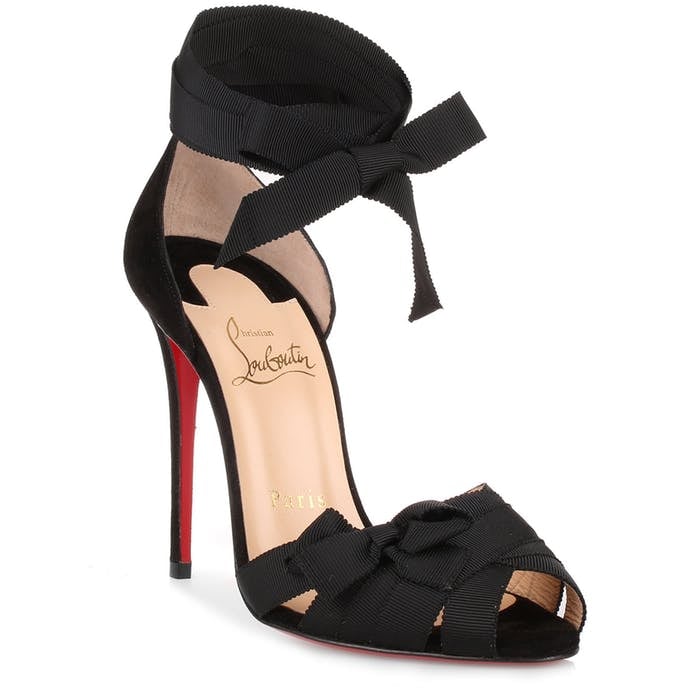 Christian Louboutin Christeriva 100 Black Grosgrain Sandal