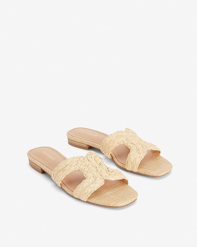 Express Square Raffia Slide Sandals