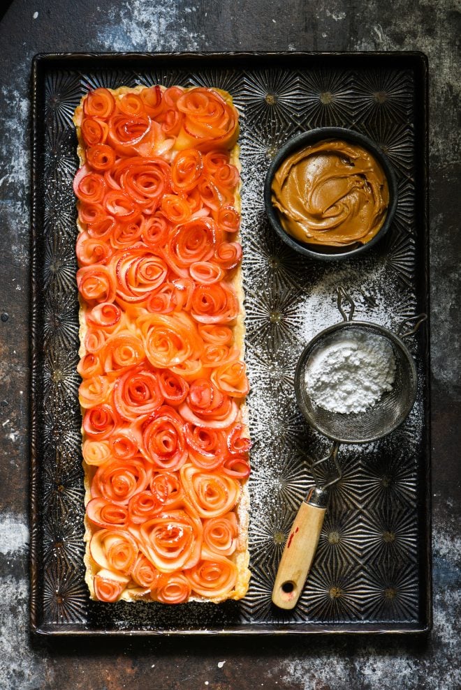 Apple Rose Tart With Peanut Butter Custard