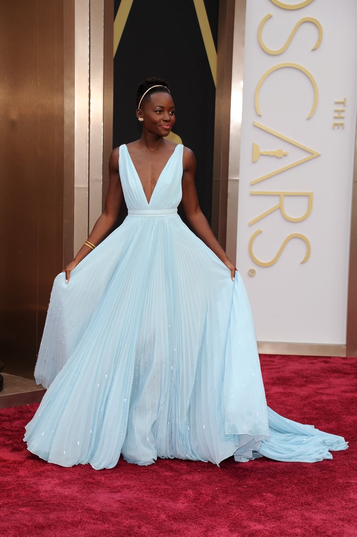 Lupita Nyong'o in Light Blue Prada Dress at Oscars 2014 | POPSUGAR