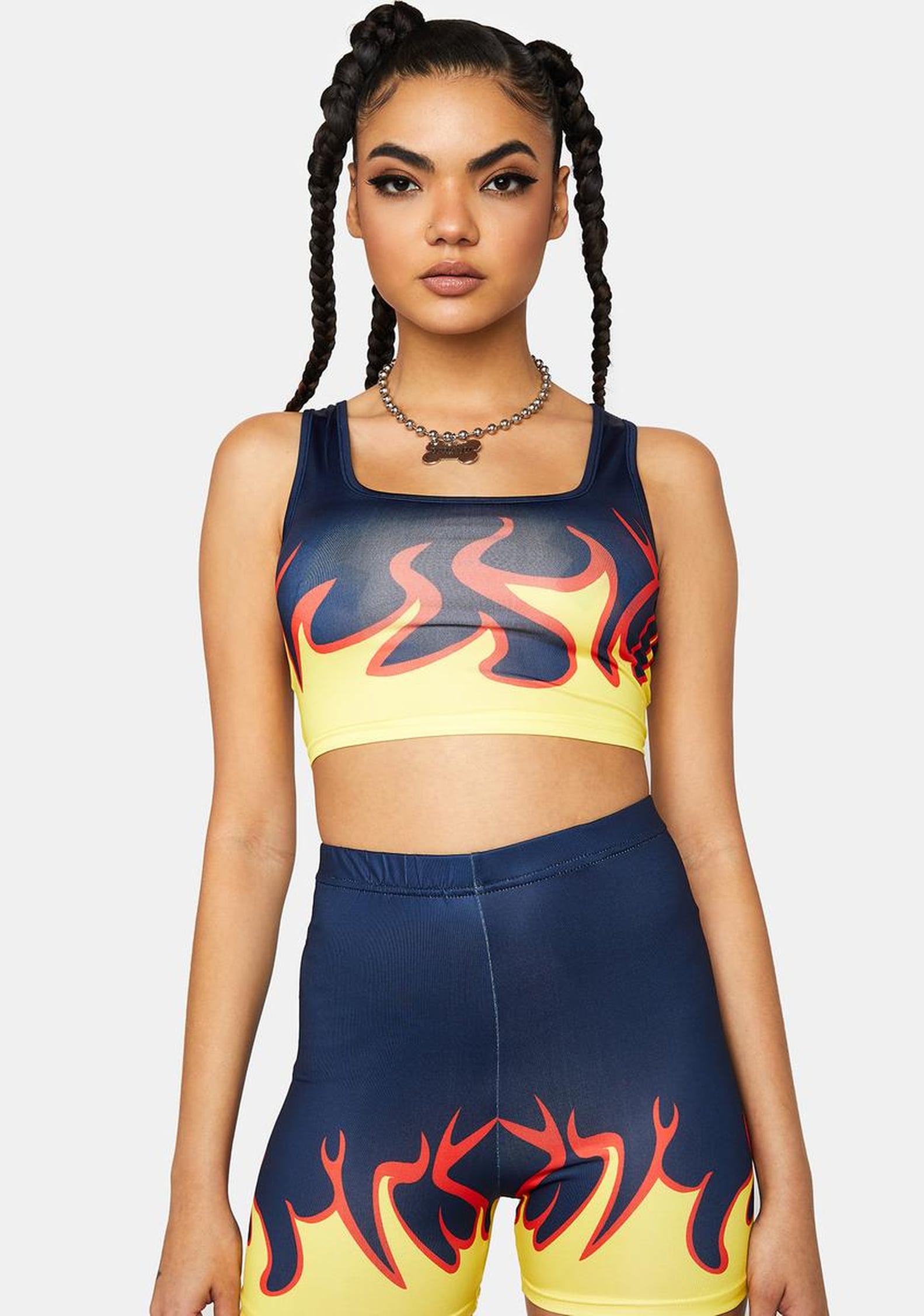 Simone Biles's Fire-Print Skirt and Bra on Instagram | PS Fashion