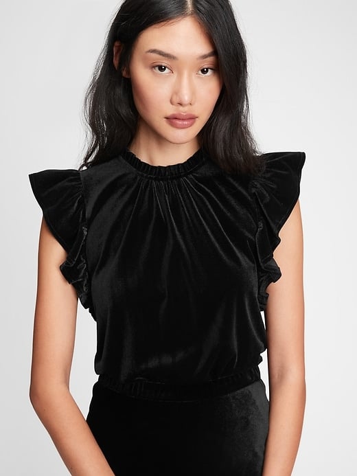 Gap Sleeveless Velvet Ruffle Top