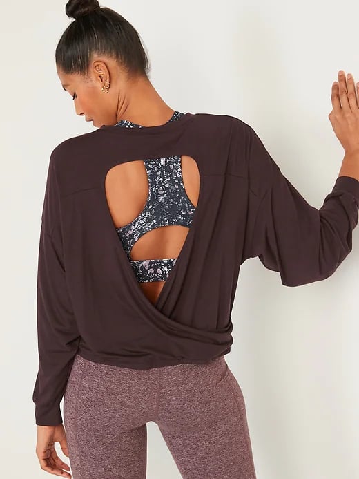 Old Navy Ultra-Lite Long-Sleeve Cutout Wrap-Back Top