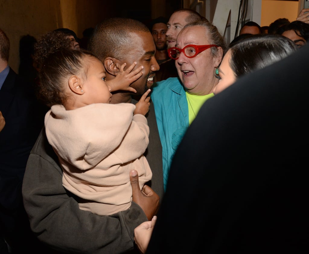 Kim Kardashian and North West at Yeezy Season 2 Fashion Show