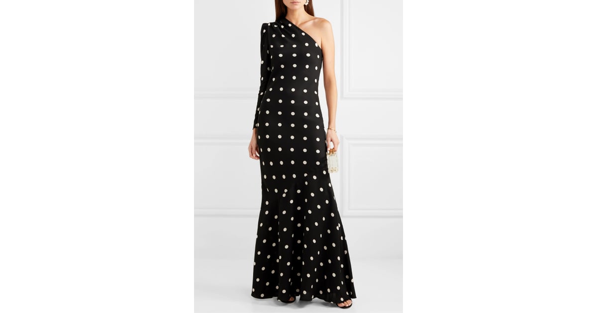 Polka-Dot Crepe Maxi Dress 