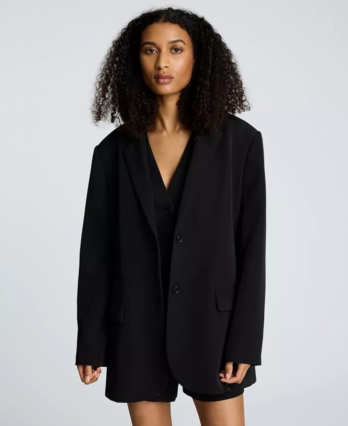 Kenneth Cole Luxe Stretch Twill Two-Button Boyfriend Blazer