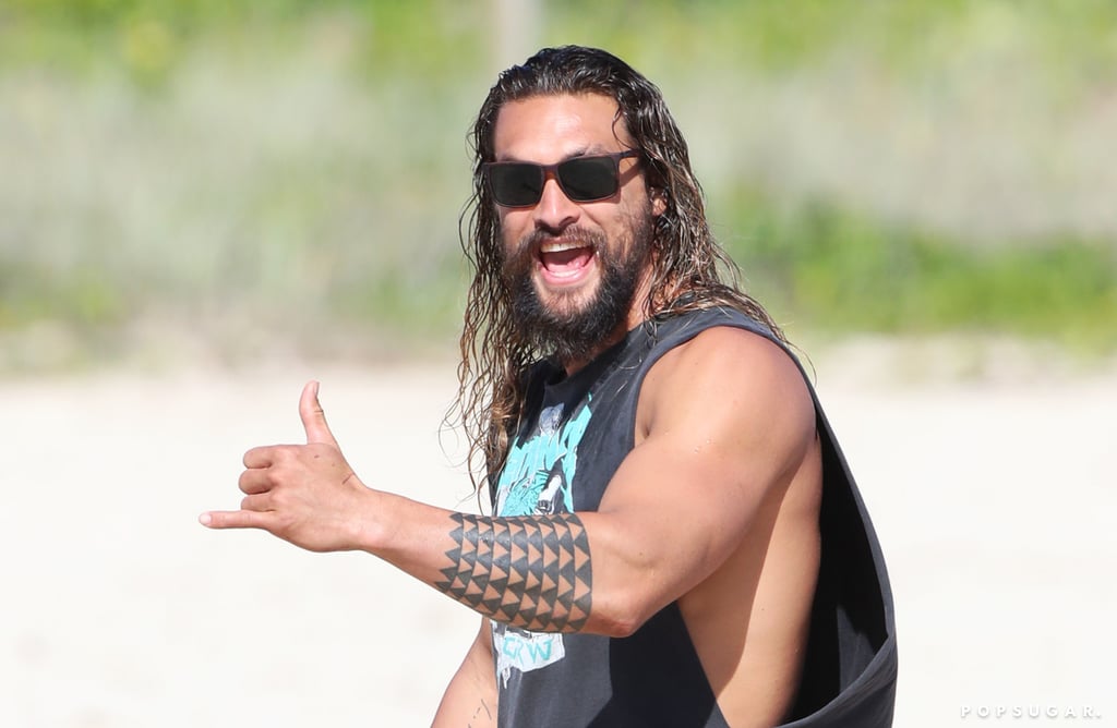 Jason Momoa on the Beach in Queensland July 2017