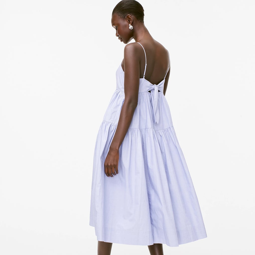 Flowy and Feminine: Tie-back Tiered Cotton Poplin Dress