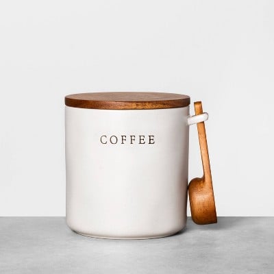 炉&与木兰陶瓷咖啡罐用木头盖&勺