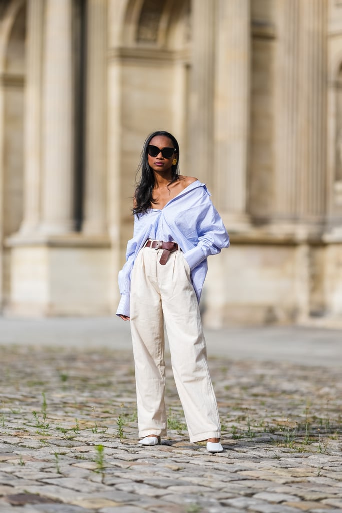 Wide Leg Pants Outfit: With a Billowy Blouse Tucked In