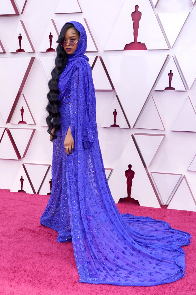 H.E.R.'s Purple Jumpsuit and Cape at the 2021 Oscars