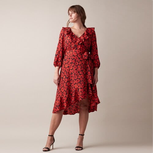 NWT LC Lauren Conrad Print Ruffle Midi Dress
