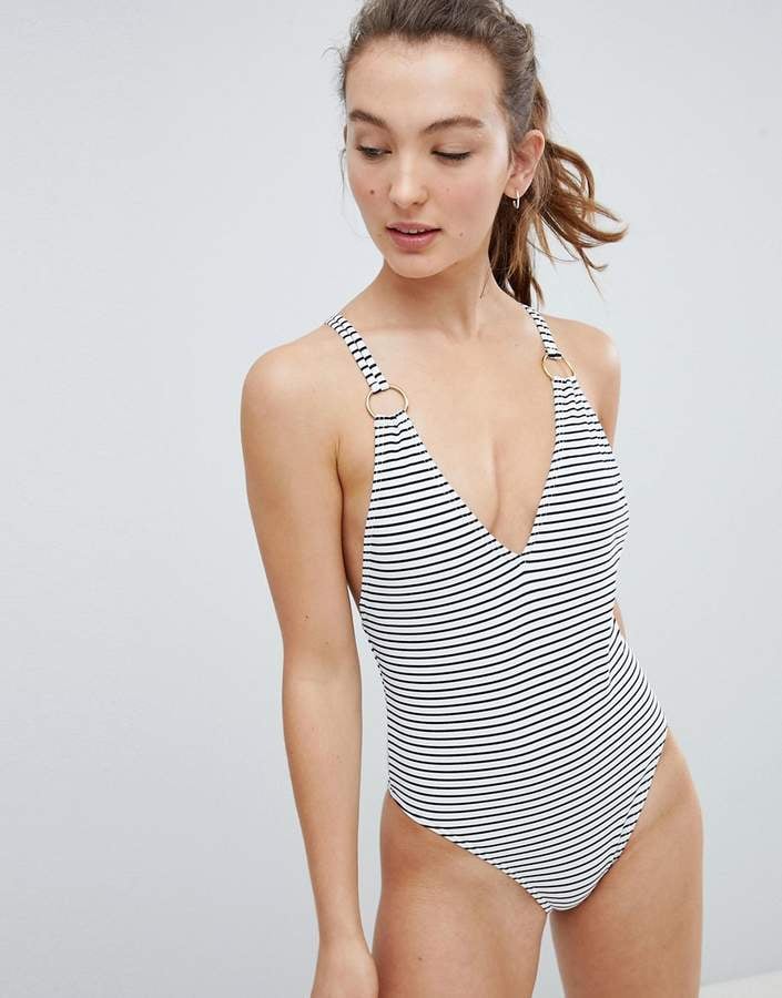 Pimkie Cross Back Stripe Swimsuit