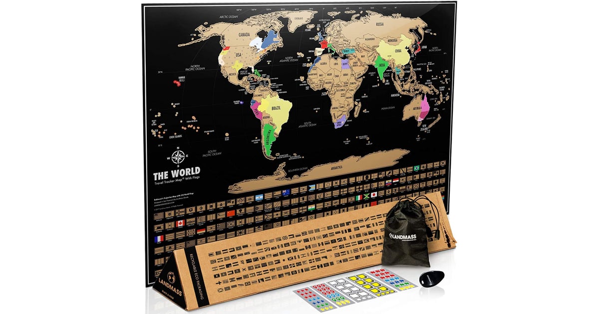 Landmass Goods Scratch Off Map Best Gifts For Travelers From Amazon POPSUGAR Smart Living