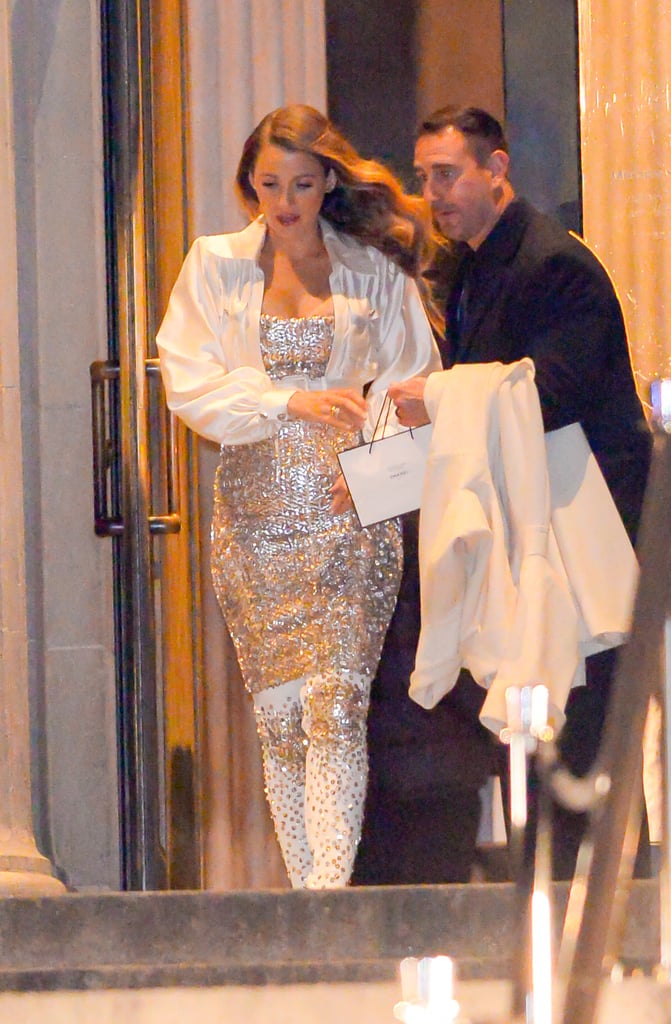 Blake Lively's Sequined Dress and Boots December 2018