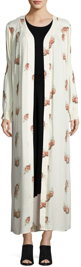 Knot Sisters Cactus Floral-Print Kimono, White