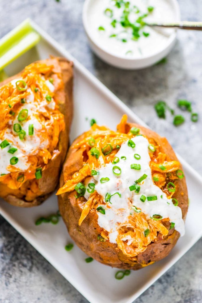 Buffalo Chicken Sweet Potatoes