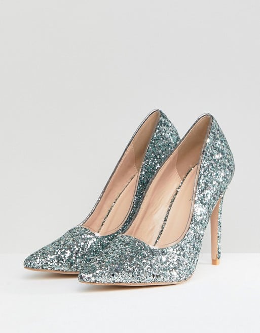 Public Desire Debbie Blue Glitter Pumps