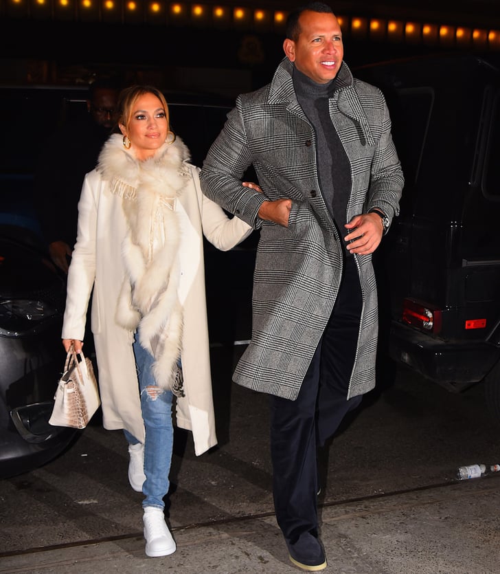 Jennifer Lopez's White Coat and Sneakers With Alex Rodriguez