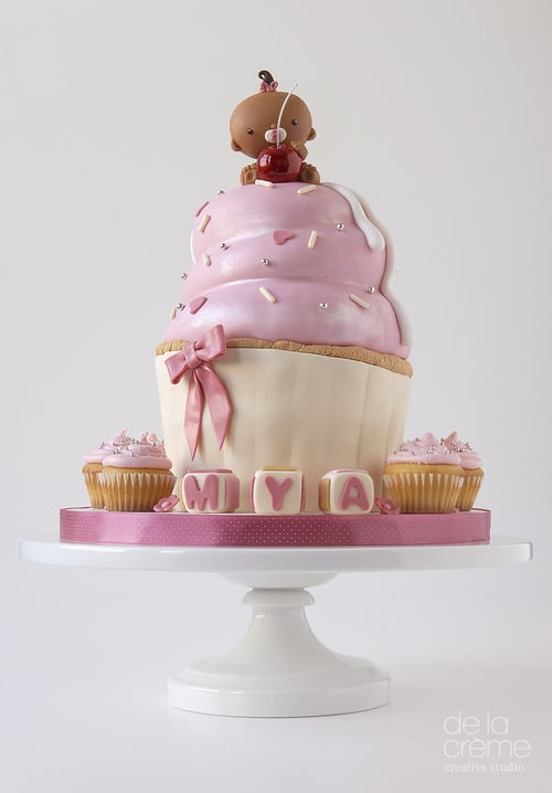 Giant Cupcake With A Baby On Top The Prettiest Over The Top Baby