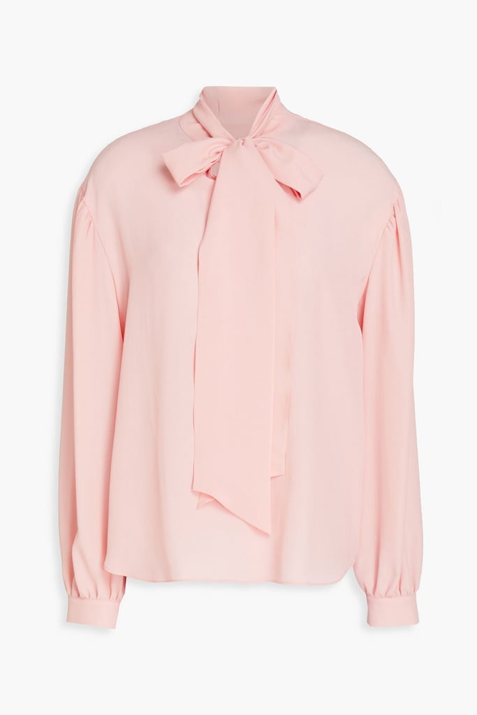 Boutique Moschino Long-Sleeved Pussy Bow Crepe De Chine Blouse