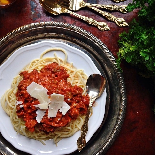 6. Spaghetti bolognese (just being in the kitchen!) What