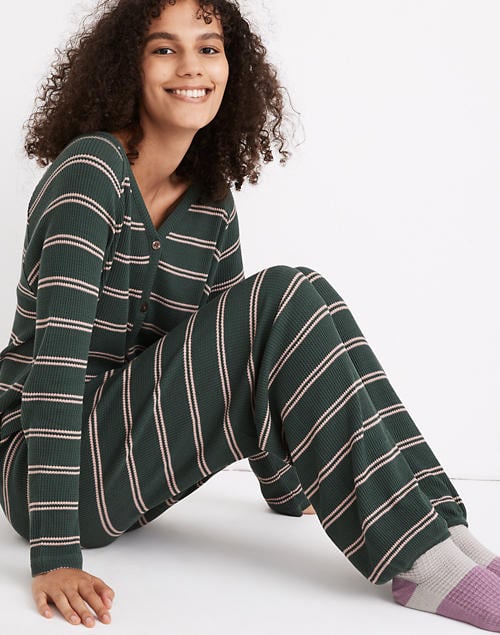 Striped Waffle Knit Pajama Sweatpants
