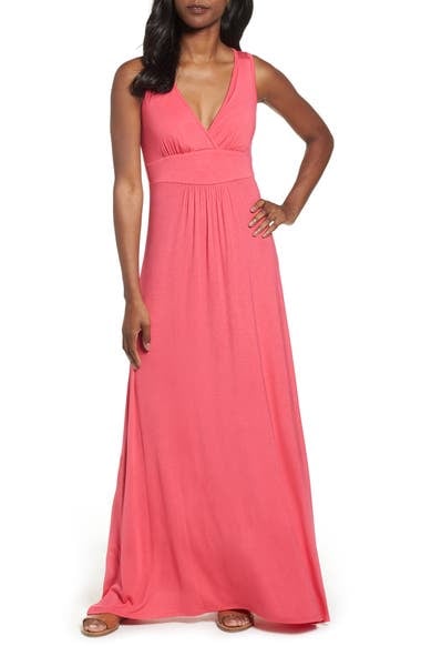 Loveappella V-Neck Jersey Maxi Dress