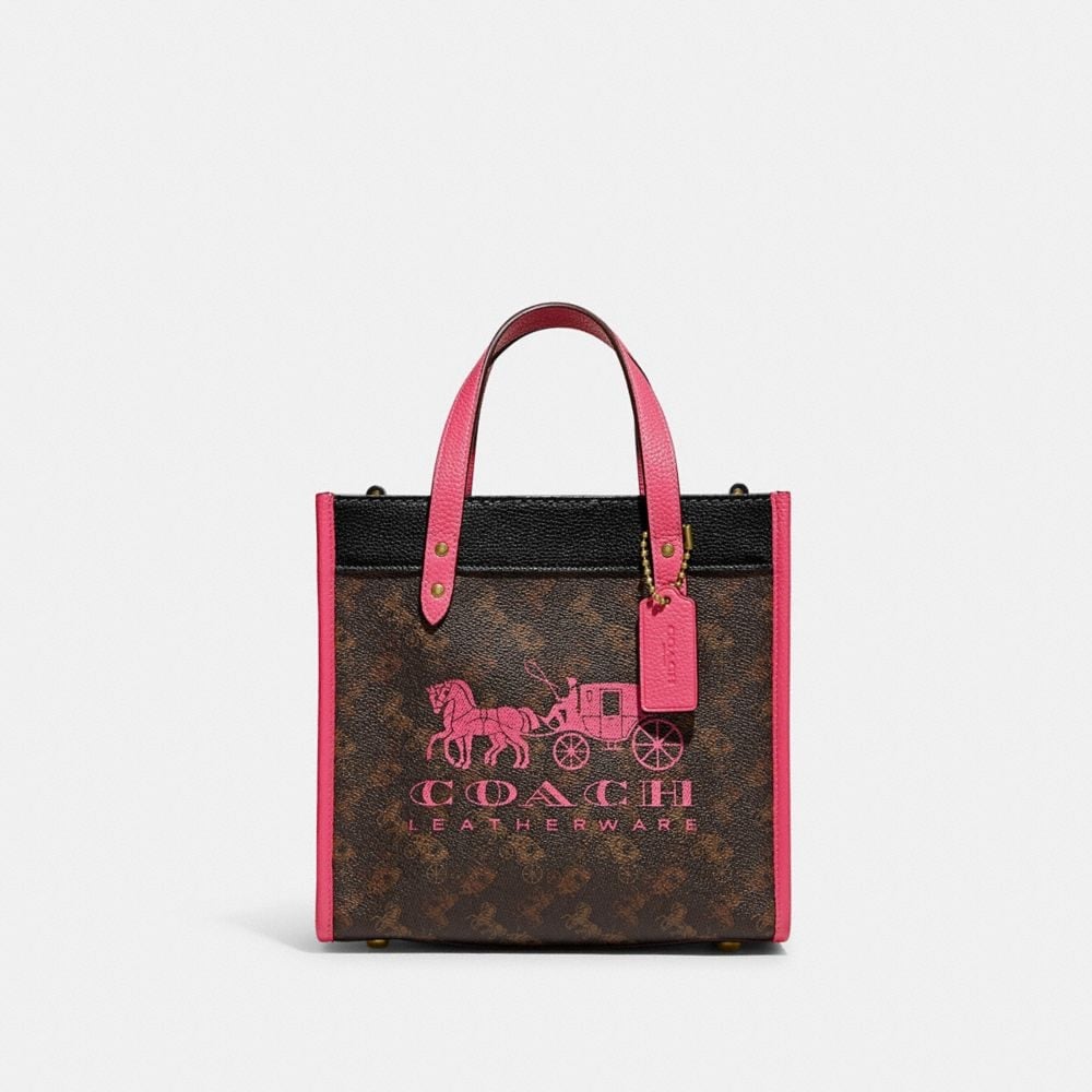 Coach Field Tote 22 With Horse and Carriage Print and Carriage Badge