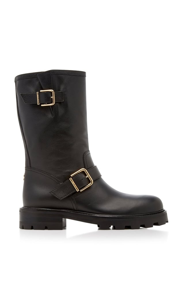 Jimmy Choo Biker Textured Leather Boots