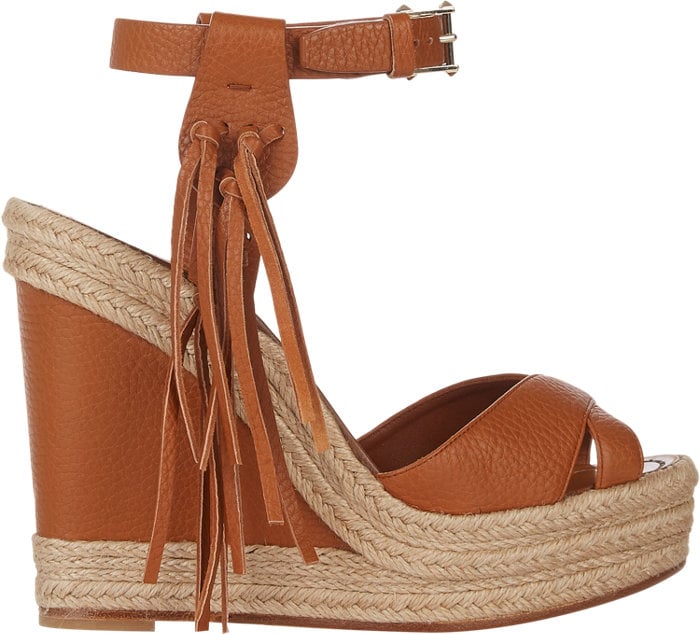 Valentino Fringe-Trim Platform Wedge Sandals ($845)