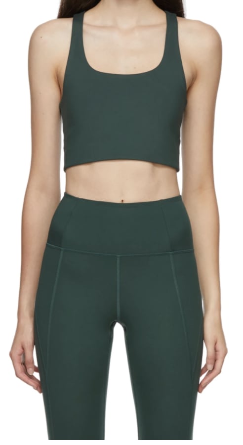 Girlfriend Collective Green Paloma Sports Bra and Bike Shorts