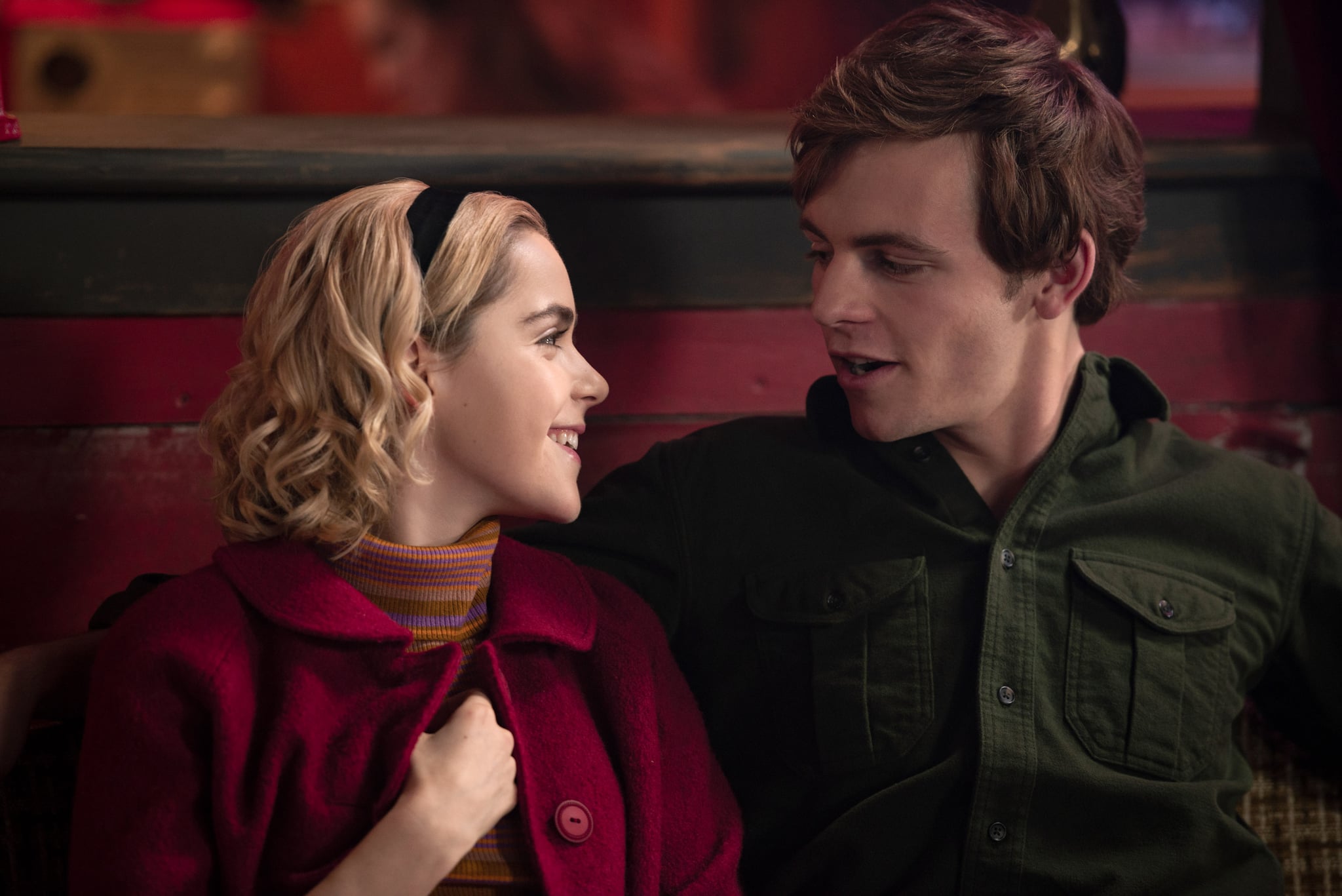 CHILLING ADVENTURES OF SABRINA, Kiernan Shipka, Ross Lynch in  'Chapter Four: Witch Academy', (Season 1, Episode 104 ,aired October 26, 2018). ph: Diyah Pera / Netflix / courtesy Everett Collection