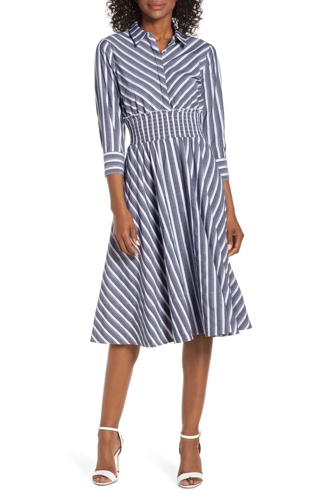 Eliza J Stripe Midi Shirtdress