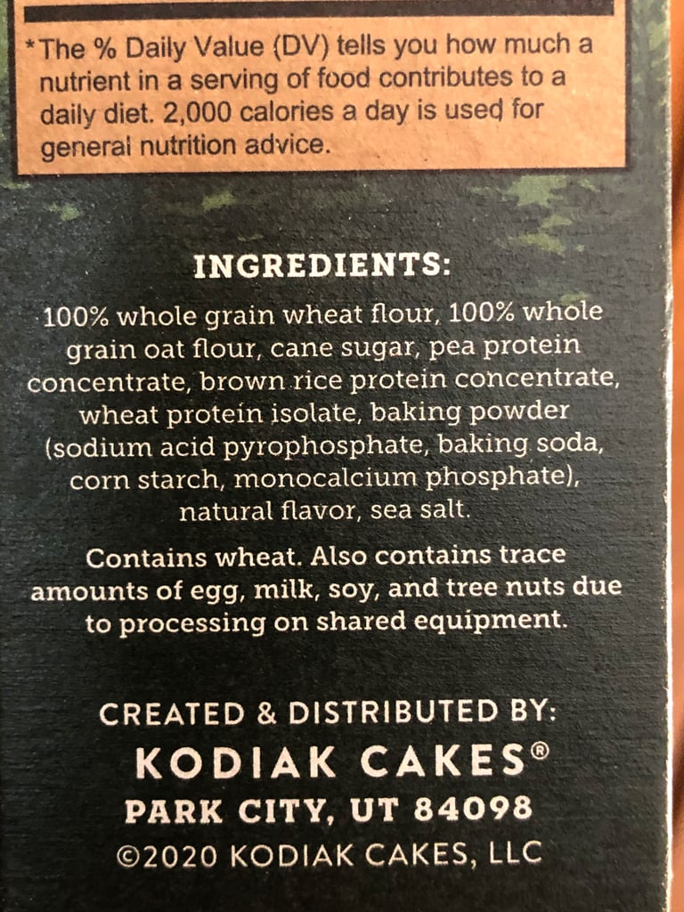 Kodiak Cakes Plant-Based Flapjack and Waffle Mix Ingredients