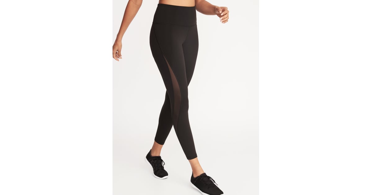 High-Waisted Elevate 7/8-Length Mesh-Splice Compression Leggings For Women